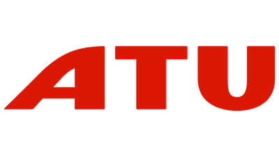 Logo der Auto-Teile-Unger GmbH (ATU): roter Schriftzug ATU in Großbuchstaben auf weißem Hintergrund.
