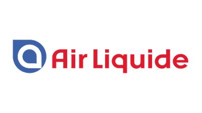 Logo des Gase- und Industriekonzerns Air Liquide: blau-rotes Symbol mit stilisiertem A, rechts daneben der blaue Schriftzug Air Liquide.