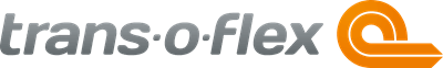 Logo des Logistikunternehmens Trans-O-Flex: roter Schriftzug Trans-O-Flex mit integriertem roten Pfeil-Symbol.