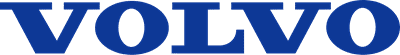 Logo der Automarke Volvo: silberner Kreis mit Pfeil nach rechts oben, darin ein blauer Balken mit weißem Schriftzug Volvo.
